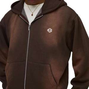 เสื้อฮู้ดดี้ผู้ชายแบบซิป วินเทจวอช ผ้าฝ้ายฟลีซหนานุ่ม สไตล์สตรีทแวร์ จัดส่งตรงจากโรงงาน - Product Image 4