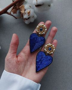 Boucles d'oreilles pendantes en forme de cœur avec perles, rose et turquoise, bijoux de fête pour femmes, style mignon - Product Image 2