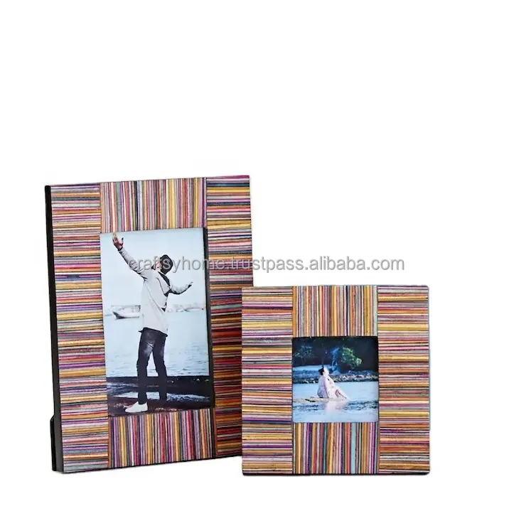 Marco de fotos de madera y hueso multicolor para decoración del hogar, marco de foto para mesa de boda, regalo, personalizado