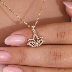 14K Gold Lab Grown Diamond Lotus Flower Pendant Necklace for Women Spiritual Yoga Lotus Lily Petal Necklace Birthday Gift - Product Image 2