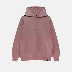 Sudadera con Capucha Oversize Rosa Sólida para Hombre, de Manga Larga, Tejida, con Bolsillo Canguro, Servicio OEM - Product Image 5