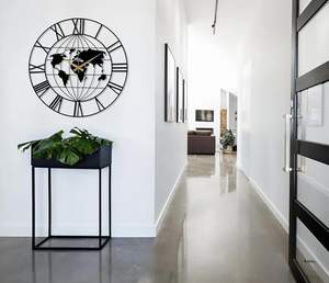 Reloj de Pared Metálico con Mapa Mundial, Diseño de Atlas de la Tierra, Tema de Viajes, Contorno de Continentes, para Espacio de Trabajo Profesional Internacional - Product Image 5
