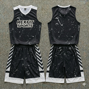 Ensemble d'uniformes de basketball personnalisés Rexfit Sports pour adultes, haute qualité, 100 % polyester, séchage rapide, vêtements de sport imprimés - Product Image 6