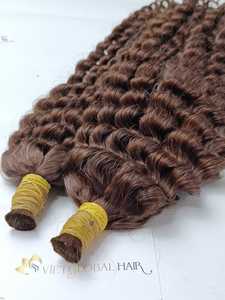 VIETGLOBALHAIR Venta al por mayor 100% Extensiones de cabello humano vietnamita en bruto Pelo a granel rizado profundo en color marrón Estilo de onda natural - Product Image 2