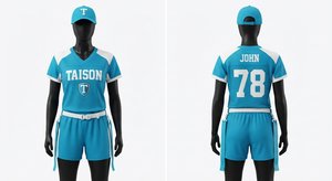 Uniforme de Flag Football Premium para Hombre, Malla de Poliéster de 150 GSM, Jersey con Paneles en Verde Azulado y Blanco, Logotipo Impreso por Transferencia de Calor, Cuello con Capucha - Product Image 1