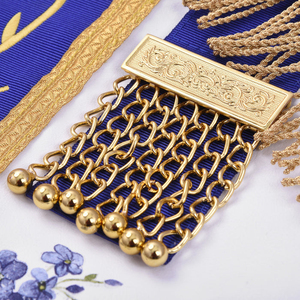 Tablier de Maître Ancien de Loge Bleue Maçonnique, Meilleures Ventes, avec Franges en Tresse Dorée et Broderie Dorée - Fournisseur de Regalia - Product Image 6