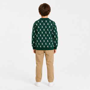 Cardigan en tricot jacquard à manches longues 100% coton personnalisé pour bébé et enfant, pour garçon et fille - Product Image 3