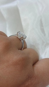 6 Ct Oval Moissanite engagement <b>ring</b> Hybrid Crushed ice Oval 15_8 mm engagement <b>ring</b>, stones on the prongs - Product Image 3