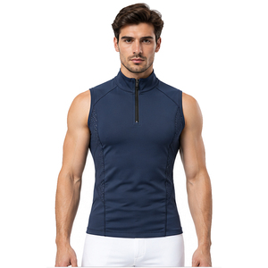 Chaleco de equitación para hombre con cremallera de un cuarto, sin mangas, transpirable, de secado rápido, para competición ecuestre - Product Image 2
