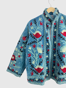 Veste en coton brodée de fleurs, col mandarin, manches longues, grande taille, style Prairie Chic pour femmes, vêtements d'hiver - Product Image 3