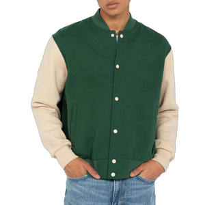 <b>Men's</b> Green Varsity <b>Jacket</b> for Sleeves Turn-down Collar Button Closure Casual Winter Wear Eco-Friendly Breathable OEM Service - Product Image 6