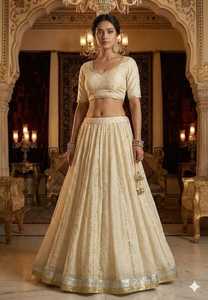 Conjunto de Chaniya Choli de Seda Premium con Bordado de Lentejuelas y Forro Pesado, Traje Étnico Festivo para Navratri - Product Image 6