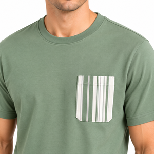 <b>Men</b> Spandex Cotton Knitted Breathable Casual <b>Pajama</b> <b>Set</b> <b>Short</b> Sleeve T-Shirt Summer Cool Loungewear <b>Shorts</b> Green Nightwear - Product Image 4