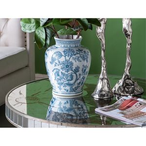Elegant Floral Design 21.5x21.5x25\" Round <b>Console</b> <b>Table</b> with Mirrored <b>Silver</b> Finish - Product Image 3