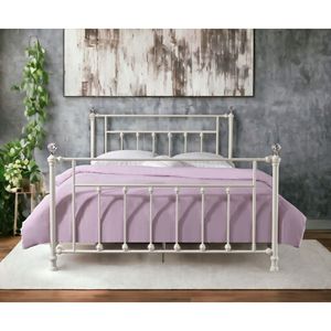 Letto matrimoniale in metallo con finitura Comet White - Product Image 3
