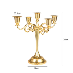 Candelabros Metálicos Retro de 3 y 5 Brazos para Decoración de Bodas, Portavelas Dorados - Product Image 5