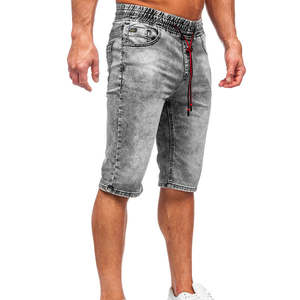 Shorts de Mezclilla Casuales para Hombre, con Cordón Ajustable, Lavado a la Piedra, Cintura Media, con Bolsillos, Estilo Veraniego - Product Image 4