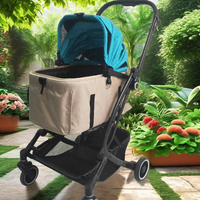 Poussette pour animaux de compagnie pliable en aluminium léger à 4 roues, confortable, pliage à une main, amortisseurs, design breveté, capacité de 20 kg