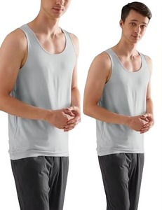 Débardeurs Homme Personnalisés à Logo Pas Chers Coupe Musclée Unie Sans Manches 100% Coton pour Entraînement et Gym - Product Image 1