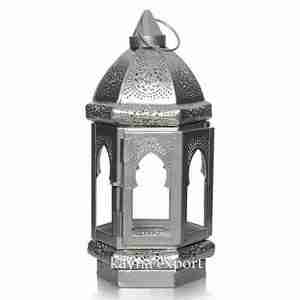<b>Silver</b> Moroccan Style Metal <b>Lantern</b> Rectangular Home Decoration Durable Handmade Eco-Friendly Christmas Easter Customizable - Product Image 4