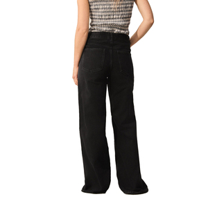 Jeans en denim déchiré pour femme, taille haute, coupe droite, délavage vintage, style streetwear décontracté, vêtements personnalisables avec logo - Product Image 3