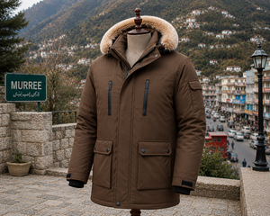 Veste d'hiver courte décontractée pour homme, parka à capuche en fausse fourrure, doudoune matelassée, fermeture éclair, polyester, coupe-vent, vêtements d'extérieur - Product Image 4
