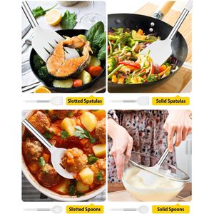 Set di 4 Utensili da Cucina in Silicone Senza BPA, Spatole Grandi Antiaderenti Resistenti al Calore, Cucchiai Forati, Set di Strumenti da Cucina - Product Image 2