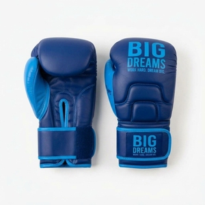 Gants de boxe en cuir PU Big Dreams bleus avec fermeture Velcro, équipement d'entraînement unisexe, à partir de 14 ans - Product Image 1