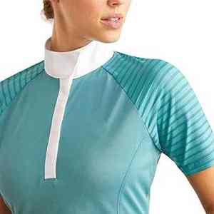 Vêtement de base équestre pour femmes, respirant, en polyester et élasthanne, à manches courtes, personnalisable avec logo, pour la compétition - Product Image 6