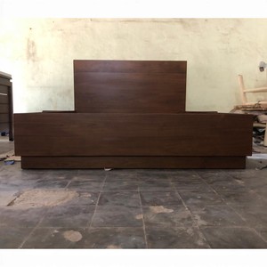 Lit plateforme scandinave en teck massif avec sommier à lattes et tête de lit large, écologique et durable, tailles King/Queen - Product Image 2