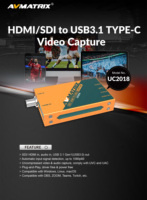 AVMATRIX UC2018 Caja de Captura de Video SDI HDMI a USB 3.1 1080p60 Sin Compresión Plug-and-Play para Transmisión en Vivo OBS Zoom