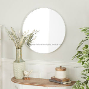 Espejo de pared contemporáneo blanco, espejo de pared moderno, decoración para sala de estar, decoración del hogar, espejo circular para baño, suministros a granel - Product Image 6