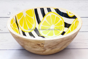 Ustensiles de cuisine personnalisés Petits bols de service en bois bleu Bol en bois de manguier émaillé pour une utilisation polyvalente - Product Image 6