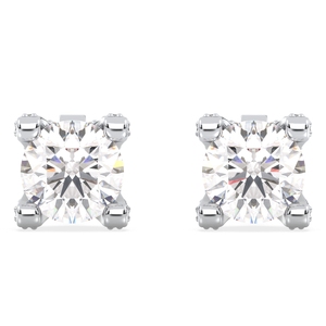 REYES Pendientes personalizados de oro blanco de 14 quilates con corte redondo y moissanita de 2,96 quilates con cierre de rosca para mujer, regalo perfecto, joyería fina - Product Image 2