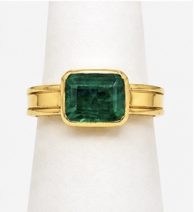 925 Sterling <b>Silver</b> <b>Emerald</b> Cut Green Lab Grown <b>Emerald</b> <b>Ring</b> Gold Plated Wholesale Jewelry - Product Image 1