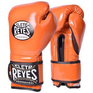 Guantes de Boxeo Cleto Reyes de Cuero Naranja con Cierre de Cordones, Equipo de Entrenamiento Profesional para Adultos, Hechos en México - Product Image 1
