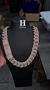 Heavy 22mm <b>Iced</b> <b>Out</b> Cuban Link <b>Chain</b> 10K Rose Gold VVS Lab Grown Diamond Miami Cuban <b>Chain</b> Necklace Hip Hop Jewelry - Product Image 3