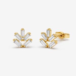 Pendientes de Diamantes Naturales Baguette de 0.28 CTW al por Mayor, Oro Blanco, Amarillo y Rosa de 14K, Joyería Minimalista de Fabricante - Product Image 1