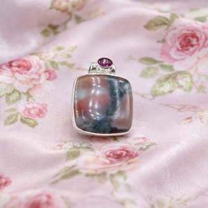 Pendentif unique en pierre de sang et grenat, en argent sterling 925, plaqué or rose et or jaune, bijoux de guérison faits à la main, cadeau d'anniversaire - Product Image 6