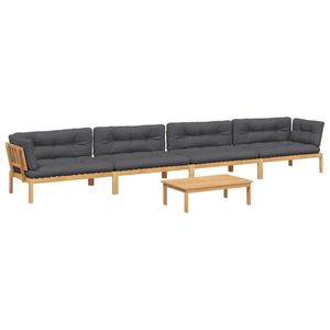 Conjunto de sofás grandes de palets grises, colección de muebles de jardín de madera maciza de acacia y poliéster - Product Image 2
