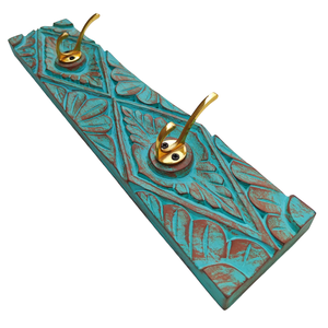 Smart Art Wood Carving Decorative Wooden <b>Wall</b> Mounted Green Washed 2 <b>Hooks</b> Handmade <b>Wall</b> Personalized Engineered Wood <b>Key</b> <b>Hooks</b> - Product Image 4