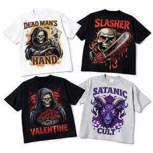 T-shirt Homme Décontracté Streetwear Y2K Rétro Polyvalent Gothique Oversize 100% Coton Respirant Vente en Gros OEM - Product Image 5