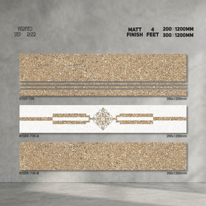 Azulejos de escalera con aspecto de mármol impreso en acabado mate-Nuevo diseño marrón de porcelana esmaltada, escalón de 1200x300mm y elevador de 1200x200mm - Product Image 5