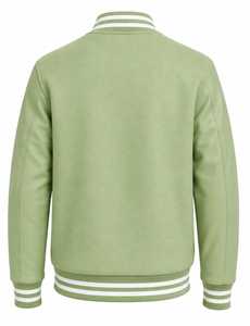 เสื้อแจ็คเก็ตวาร์ซิตี้สีเขียวสำหรับผู้ชาย แต่งขอบสีขาว พร้อมกระดุมปิด - Product Image 6