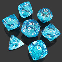 Ensemble de dés DND en résine liquide rouge à facettes nettes, 7 pièces, dés polyédriques transparents pour jeux de rôle, Dungeons and Dragons, Pathfinder RPG
