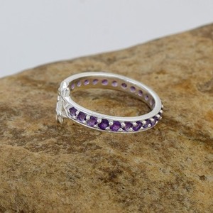 แหวนเงินแท้ 925 ประดับพลอยอเมทิสต์สีม่วงธรรมชาติทรงดาว งานแฮนด์เมด ดีไซน์ใหม่ สำหรับผู้หญิง - Product Image 5