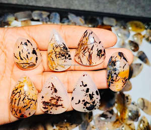 พลอยคริสตัลบำบัดปรับขนาดได้ได้รับการรับรองจาก Montana Agate Cabochon ธรรมชาติทรงหลวม - Product Image 2