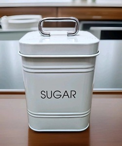 Set Of 3 White Metal Canisters Storage Containers For Tea Coffee Sugar Stylish Countertop Helps Maintain Clean And Clutter Free - Product Image 3