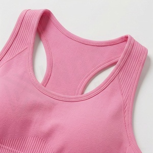 Conjunto de Yoga Rosa sin Costuras para Mujer, Sujetador Deportivo Racerback y Leggings de Cintura Alta, 2 Piezas, Ropa Deportiva - Product Image 4