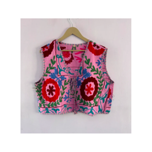 Último diseño estilo bohemio festivo Suzani chaleco para damas Suzani bordado chaleco señoras chaqueta - Product Image 4